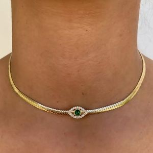 CZ Evil Eye Charm Choker Necklace